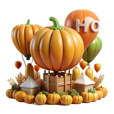 Beautiful Minimalist Autumn Harvest Hot Air Balloon Pumpkin Patch Authentic 56592107 PNG