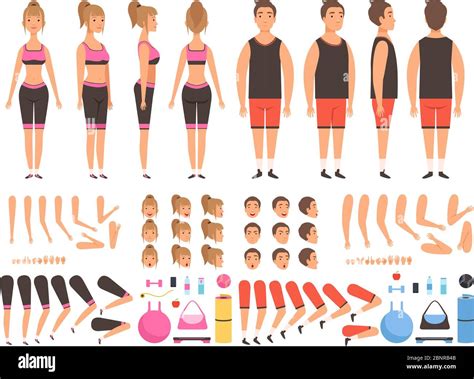 Sport People Animation Fitness Male And Female Workout Mascots Body