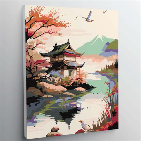 Алмазная мозаика, картина стразами без подрамника - Японская речка ...