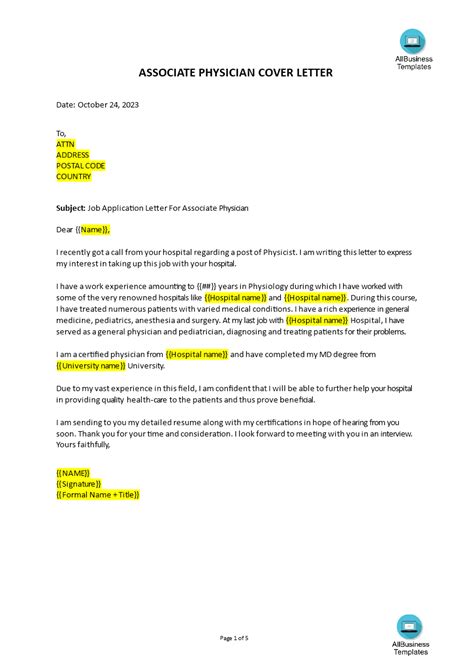 Job Application Letter For Medical Doctor Templates A