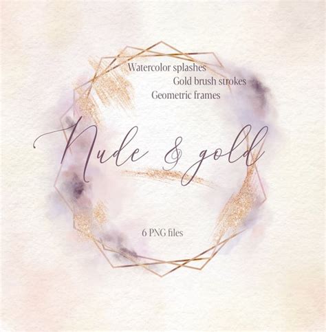 Nude Gold Geometric Frame Clipart Dusty Rose Watercolor Etsy
