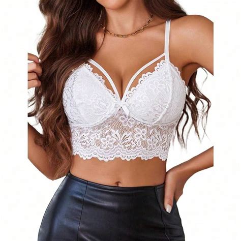Avidlove Lace Bralette For Women Lingerie Spaghetti Adjustable Strap Tank Camisole Crop Top