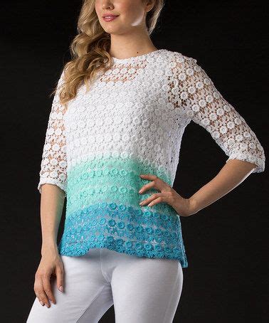 Look At This Zulilyfind Blue White Sheer Lace Three Quarter Sleeve