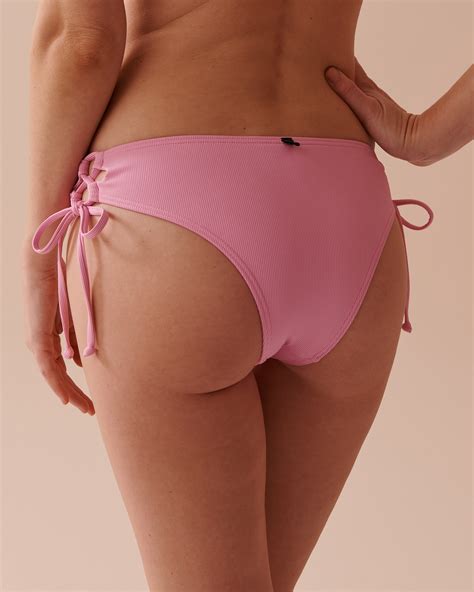 Pink Lemonade Recycled Fibers Side Tie Cheeky Bikini Bottom Pink Lemonade La Vie En Rose