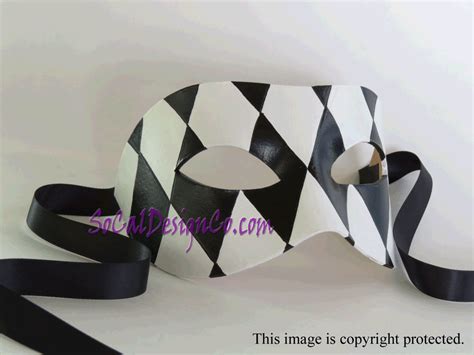 Mens Masquerade Mask Black White Leather Mask - Etsy