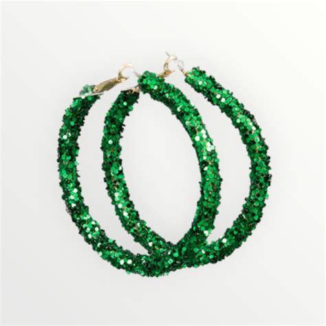 Emerald Green Glitter Hoops Louisgeorge Boutique