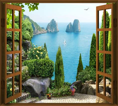 Фотообои Вид из окна на морскую бухту | Фотообои, Пейзажи, Вид из окна