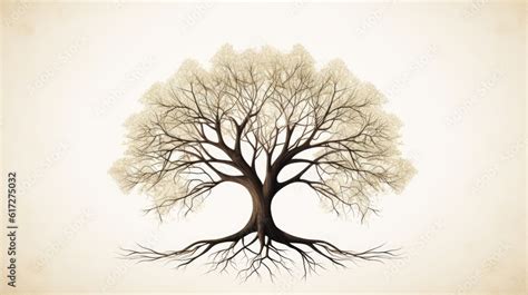 Rooted Compassion A Minimalistic Artwork Featuring A Tree With