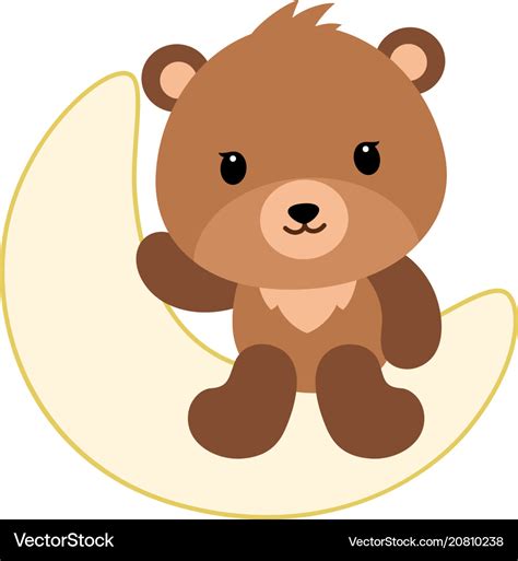 Cute Cartoon Teddy Bear On The Moon Royalty Free Vector