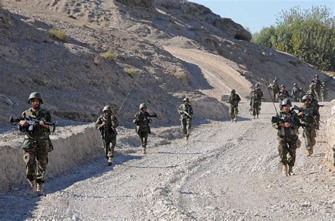 Afghan National Army Soldiers Walk During A Foot Patrol Nara And Dvids