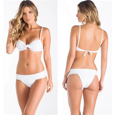 Sexy Swimwear Solid Bikini Women Swimsuit V Neck Bikinis Set Pants Adjust Bathing Suit Sport