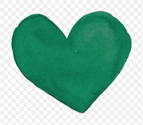 A Green Heart Painted In Watercolor On A White Background