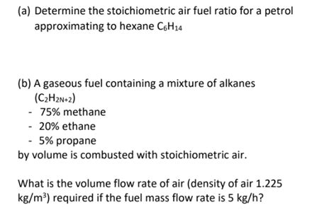 Solved A Determine The Stoichiometric Air Fuel Ratio For A