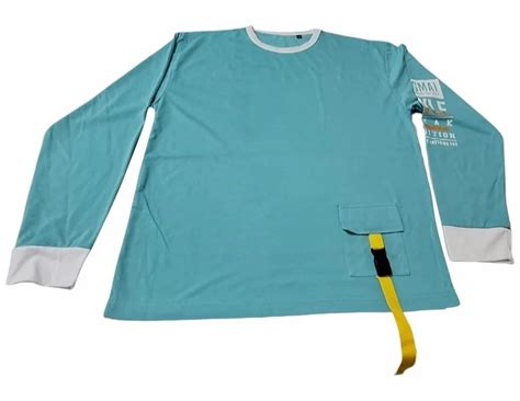 Plain Men Sky Blue Cotton Full Sleeve T Shirt Round Neck At Rs 450 In