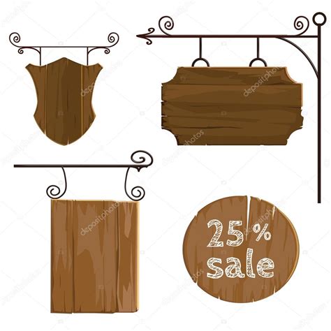 Hanging Wooden Signs — Stock Vector © Anastasian 58284753