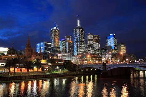 Melbourne Night View Cityscape Editorial Stock Photo Image Of