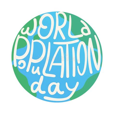 World Population Day Lettering Vector Illustration Isolated Stock