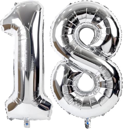 amazoncom large silver balloon number   silver  mylar
