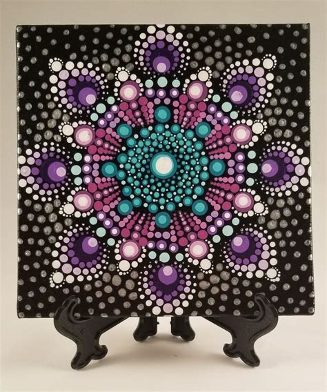 6 X 6 Canvas Panel Mandala Dots Colorful Art Dots Art