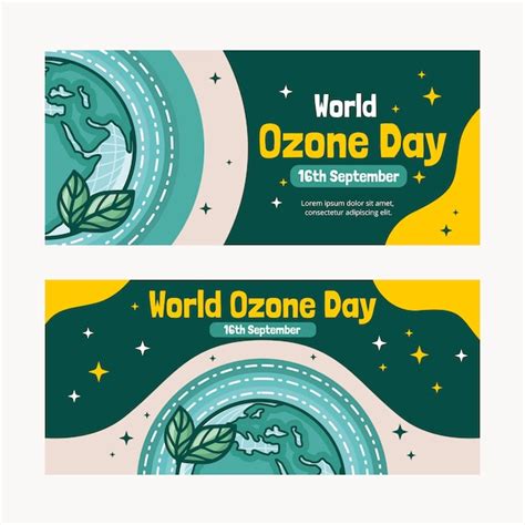 Conjunto De Banners Del D A Mundial Del Ozono Dibujados A Mano Vector