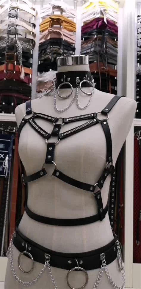 Punk Style Rock Sexy Leather Body Chain Cupless Bra Chain Tassel Bikini Vest Strap Chest Strap