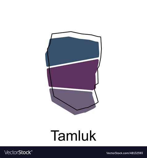 Map of tamluk colorful geometric modern outline Vector Image