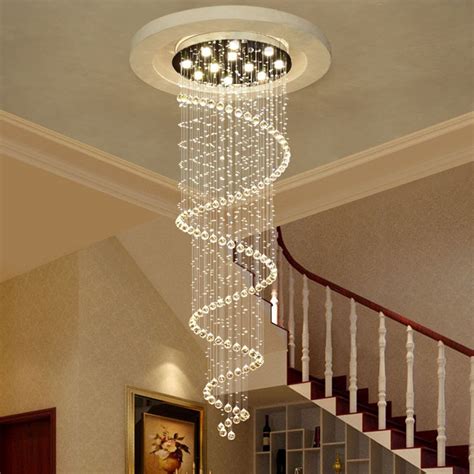 Spiral Modern Led K Crystal Ceiling Pendant Light Indoor Chandeliers