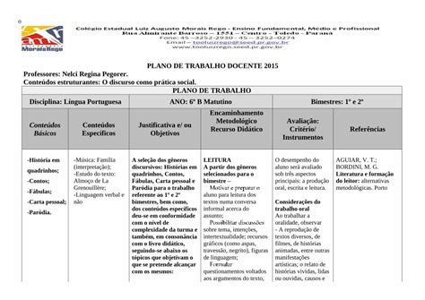 PDF PLANO DE TRABALHO DOCENTE 2015 Paraná para que ele expresse