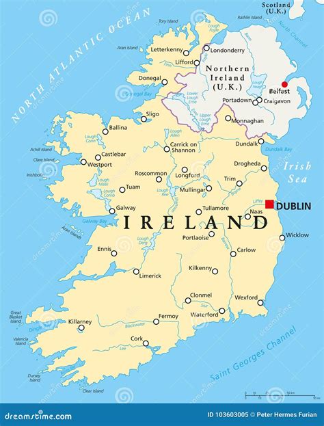 Ireland Political Map stock vector. Illustration of derry - 103603005