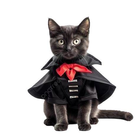 Cats On Halloween Black Kitten In Dracula Vampire Costume Cute Cat