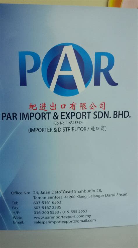 par import export sdn bhd klang