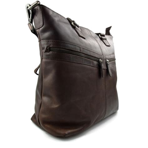 Ladies Buffalo Leather Dark Brown Handbag Women Shoulder Bag Satchel