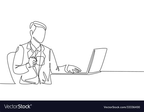 single  drawing young happy manager vector image