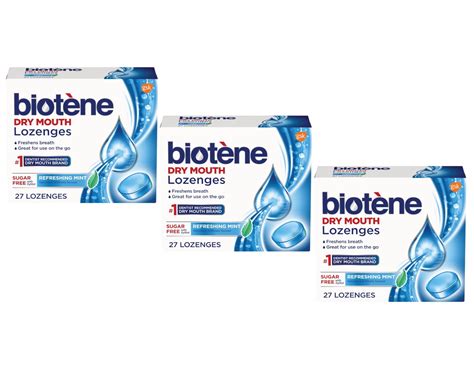 3 Pack Biotene Dry Mouth Lozenges For Fresh Breath Refreshing Mint 27 Ct Each