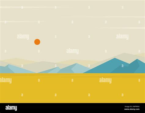 Contemporary aesthetic mountains landscape art. Terracotta colors