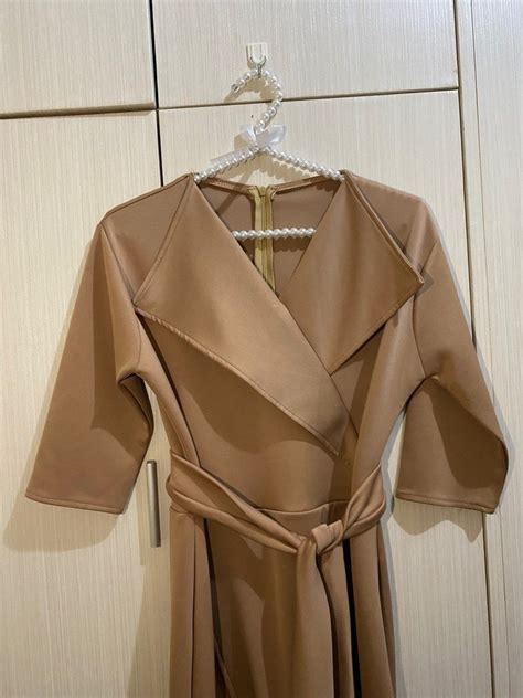 Dress Nude Kantor Formal Fesyen Wanita Pakaian Wanita Gaun Rok Di