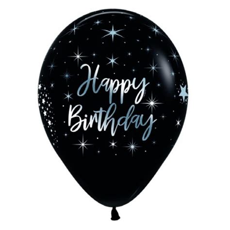 Sempertex Cm Happy Birthday Radiant Fashion Black Latex Balloon