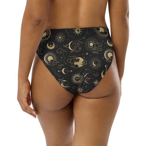 Celestial Sun Moon Stars Recycled High Waisted Bikini Bottom Etsy