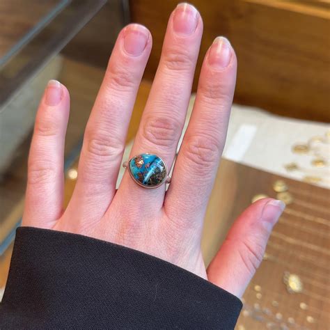 Indonesian Blue Fossilized Opalized Wood Ring Chemistry Jewelry