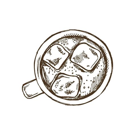 Hand Drawn Sketch Of Hot Drink With Marshmallows Mug Hot Chocolate Cocoa Vector Food Drawing