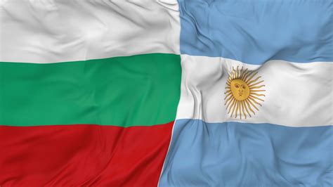 Argentina vs Bulgaria Flags Together Seamless Looping Background