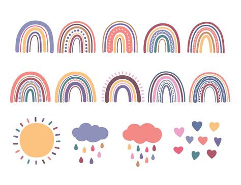 Rainbow Set Boho Illustrations 2251577 Vector Art At Vecteezy
