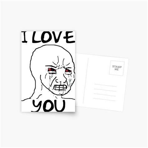 Simp I Love You Funny Crying Wojak Meme Postcard For Sale By