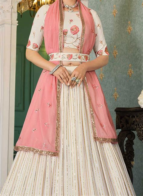 Buy Elegantly Embroidered Sequins Work Umbrella Lehenga Party Wear