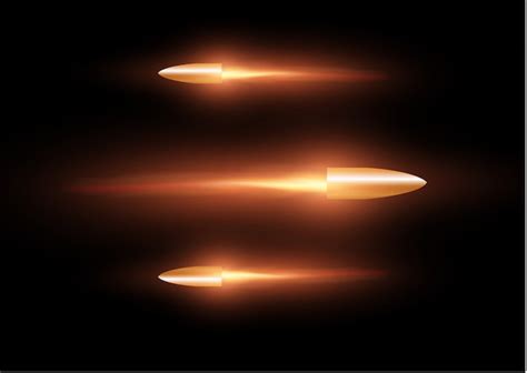 Premium Vector A Flying Bullet With A Fiery Trace Isolated On A