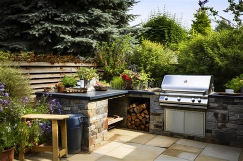 Modern Barbeque Grill In The Backyard Garden Outdoors Patio Design