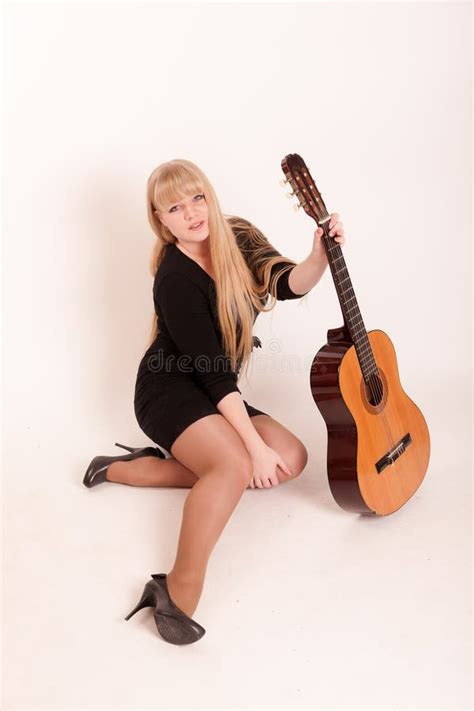 Blonde Woman With A Guitar Stock Photo Image Of Female 259809496