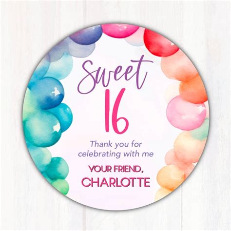 Sweet 16 Personalized Stickers Thank You - Etsy