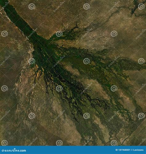 High Resolution Satellite Image Of Okavango Delta In Botswana