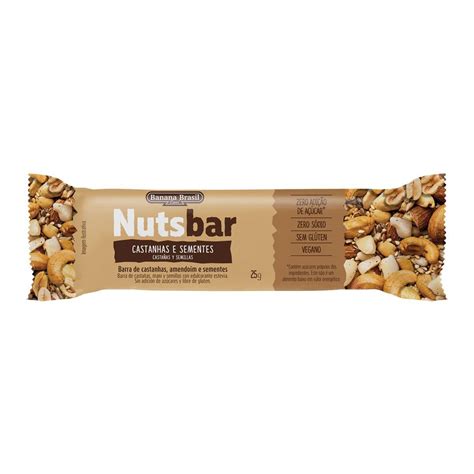 Nutsbar - 12 Unidades 25g Castanhas e Sementes - Banana Brasil | OtimaNutri